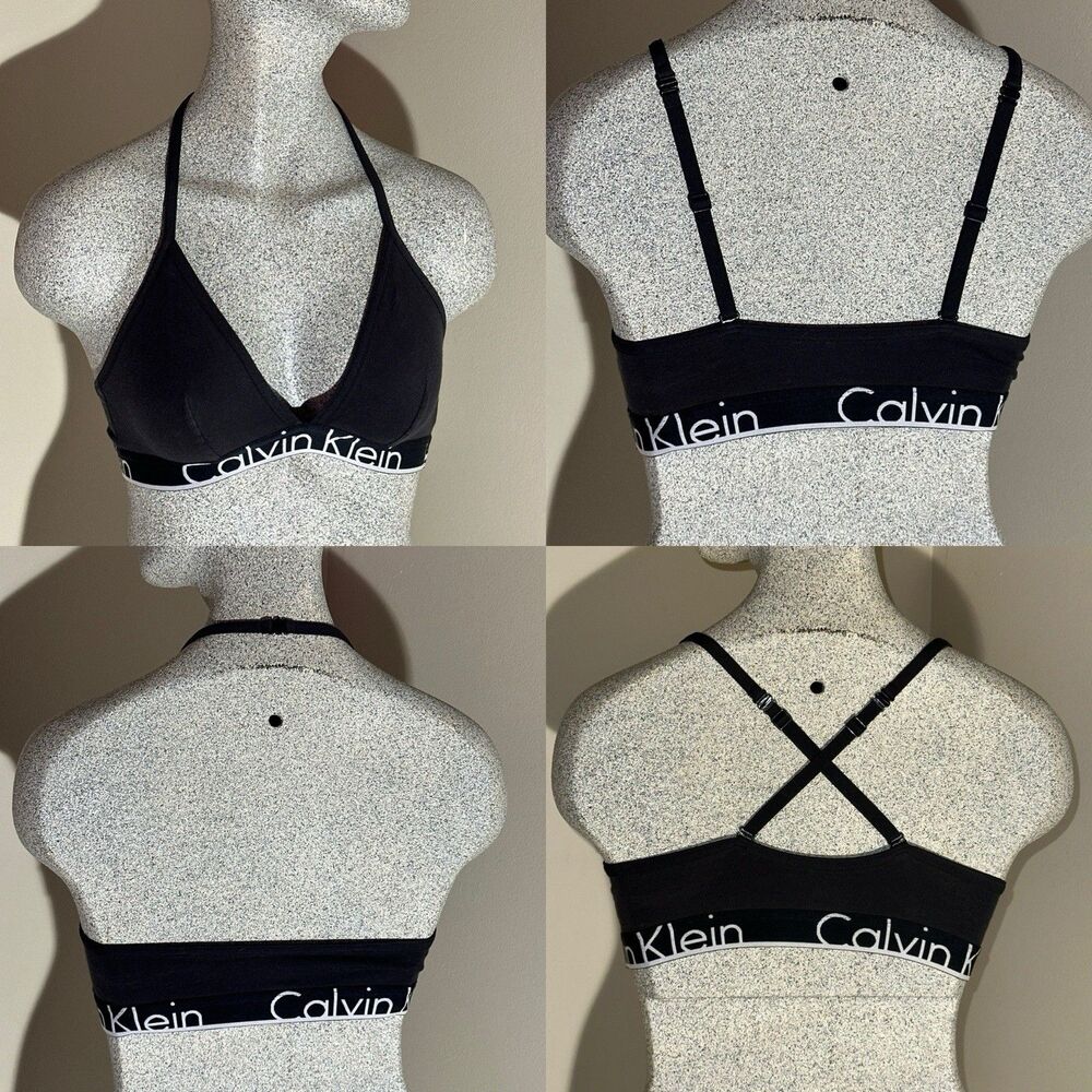 Calvin Klein sz M Black Bralette Triangle Adjustable Convertible Shoulder Strap